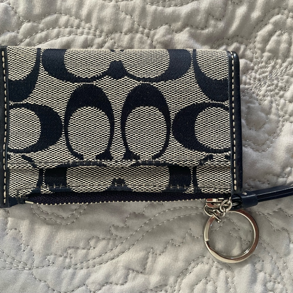 New coach navy keychain and wristlet